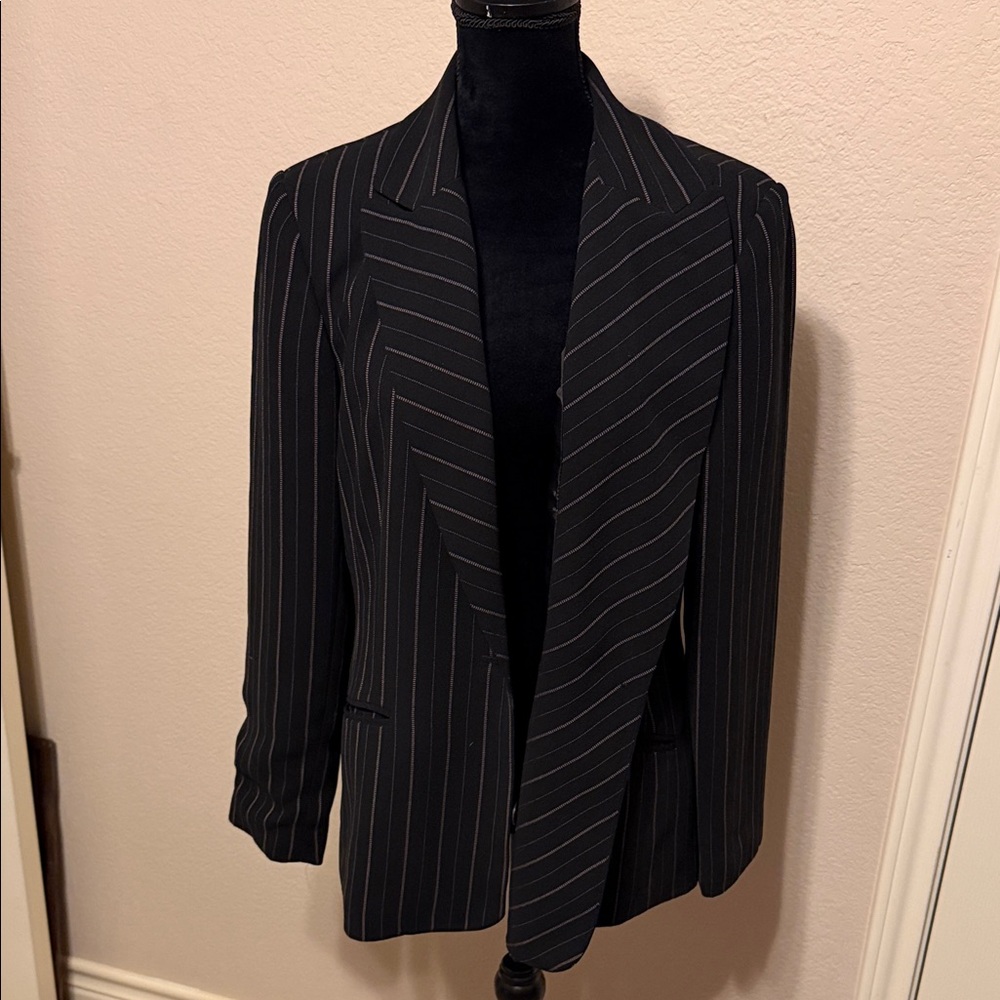 Laura Scott Black Striped Blazer - Picture 1 of 7